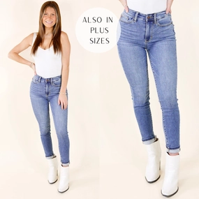 Trendy Top Last Chance Size 0, 20W, 22W & 24W | Judy Blue | Beautiful Routine Thermal Skinny Jeans in Medium Wash