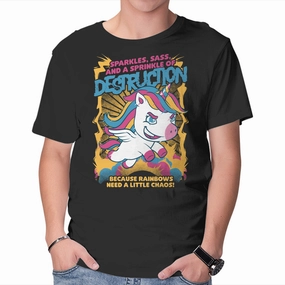Unicorn Rainbows Destruction EasyCareFabric Casual Statement
