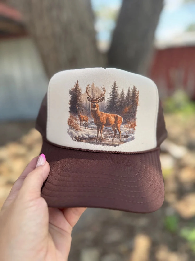 Online Exclusive | Retro Deer Trucker Cap in Multiple Color Options Comfy Flex