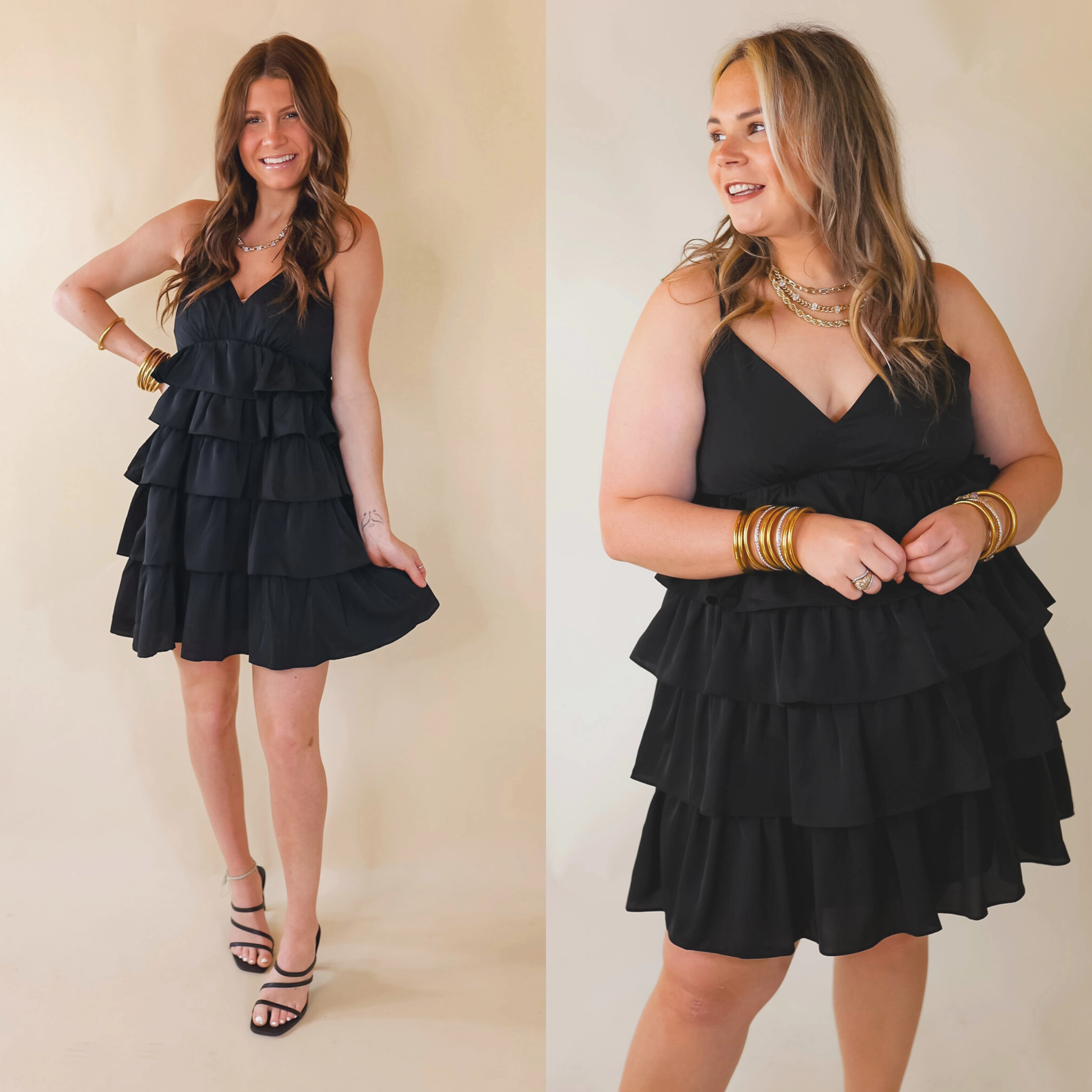Street Casual museum visit Last Chance Size Large | Dare to Dance Ruffled Spaghetti Strap Dress in Black