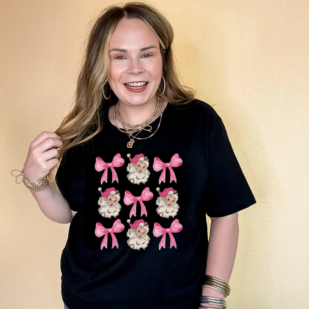 Easter Comfy Choice Online Exclusive | Santa and Pink Bow Collage Graphic Tee in Multiple Color Options