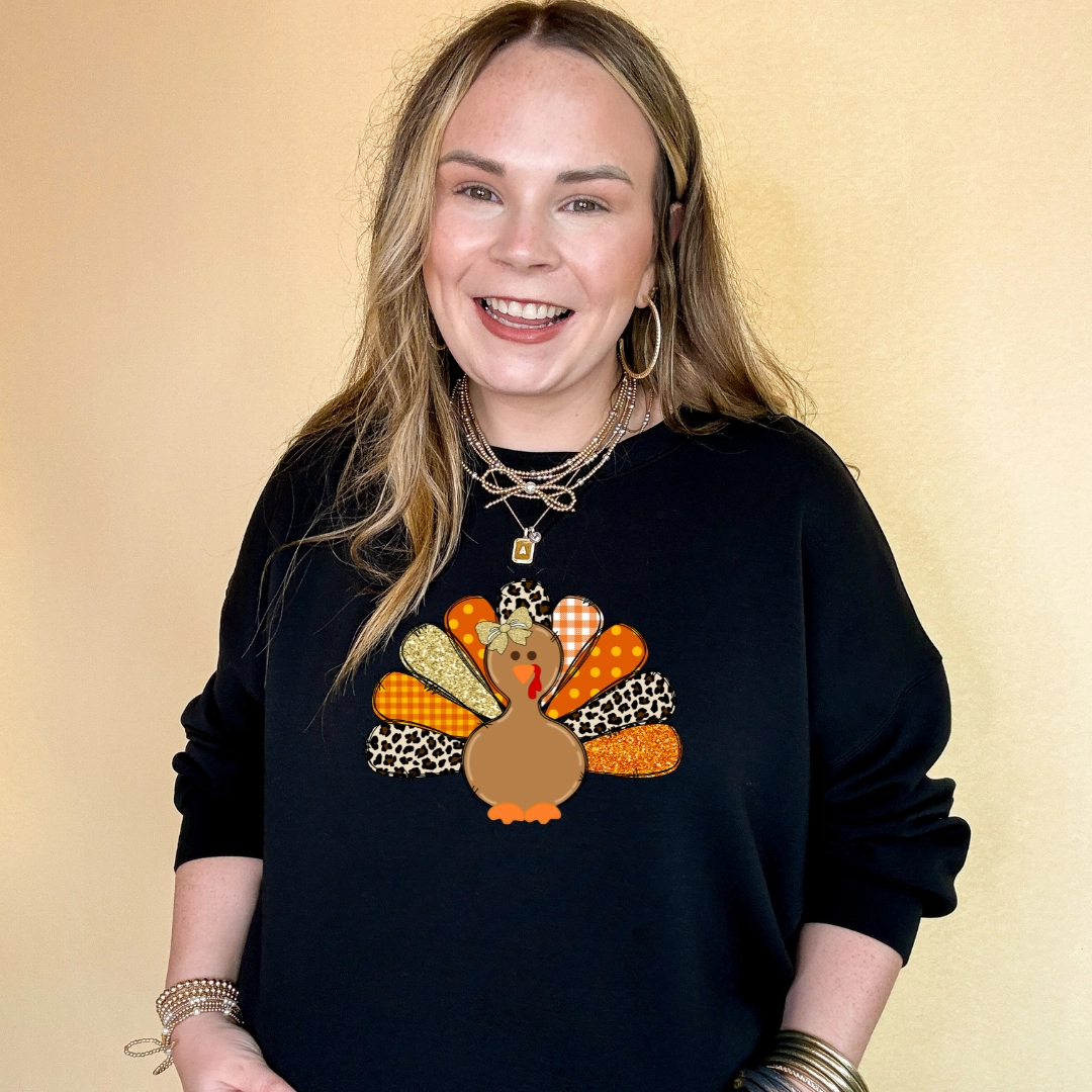 Timeless Top NonIrritatingTags Online Exclusive | Patched Turkey with Bow Graphic Sweatshirt in Multiple Color Options