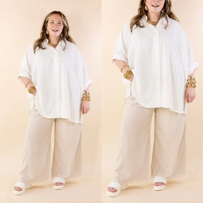 Kid Play Right On Cue Elastic Waistband Cropped Pants with Frayed Hem in Beige