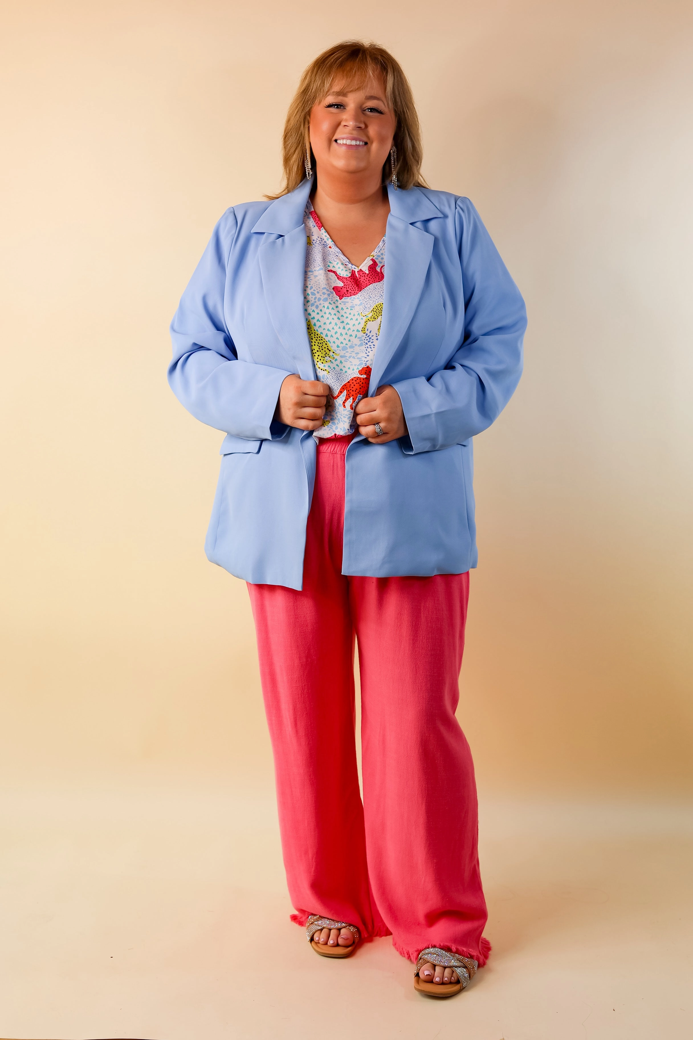 Train Ease Comfortable Hoodie Right On Cue Elastic Waistband Cropped Pants with Frayed Hem in Pink