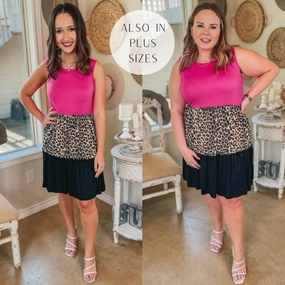 Summer Ready Morning Ease Right On Time Ruffle Tiered Leopard Print Block Dress in Fuchsia