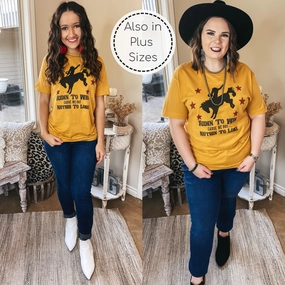Ridin' To Win Bucking Horse Graphic Tee with Red Stars in Mustard Yellow Weather Ready Stylish Jacket