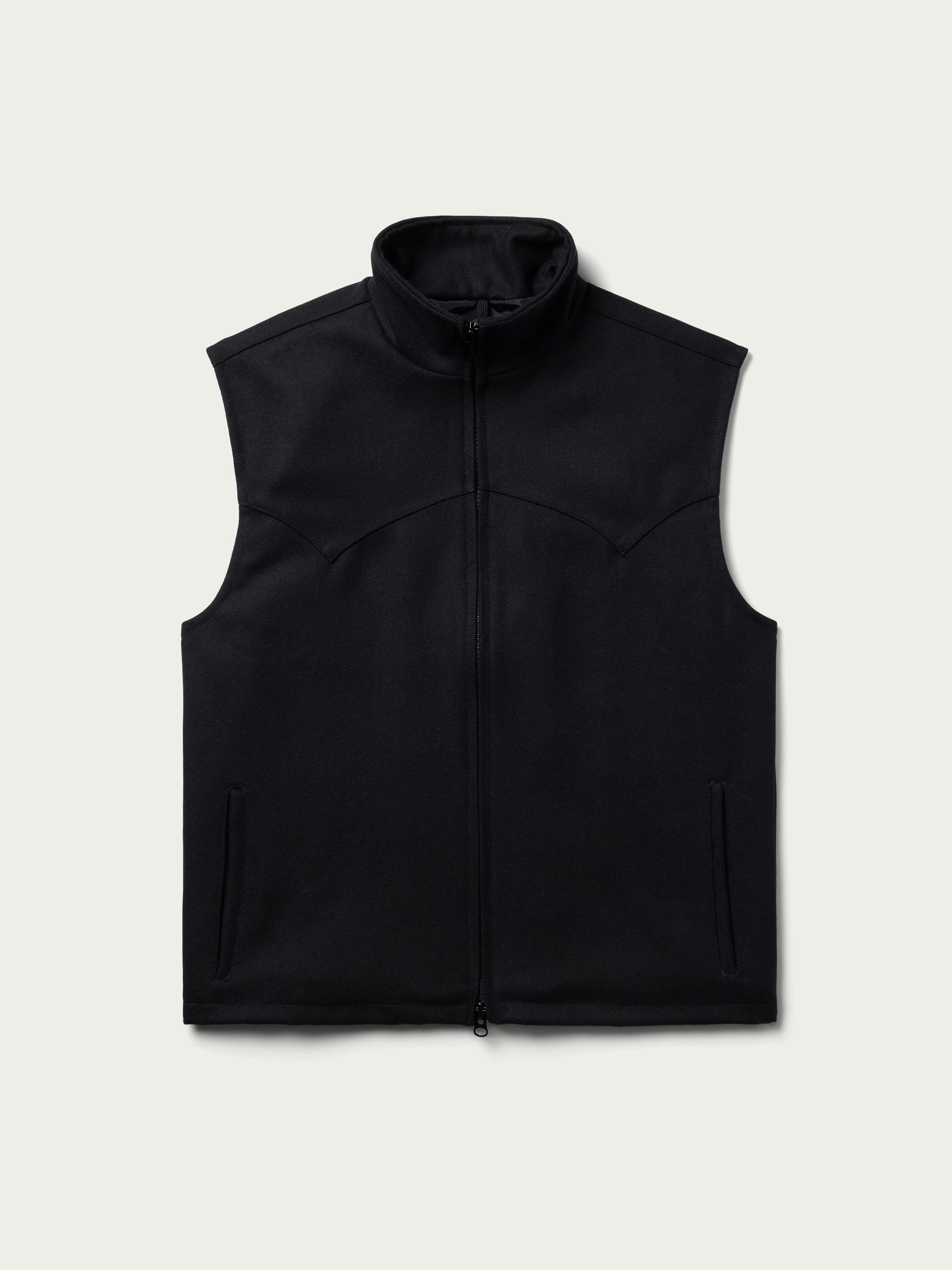 RibbedKnitCollar Wool Arena Vest