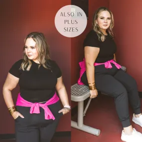 Setting The Barre Short Sleeve Crop Top in Black MultiPanelDesign MoistureWicking Technology