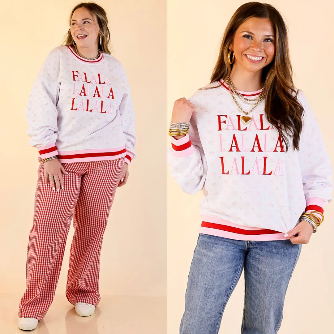 Simply Southern | Holiday Cheer Club Fa La La Floral Varsity Sweatshirt in Ivory Wrinkle Resistant Weave