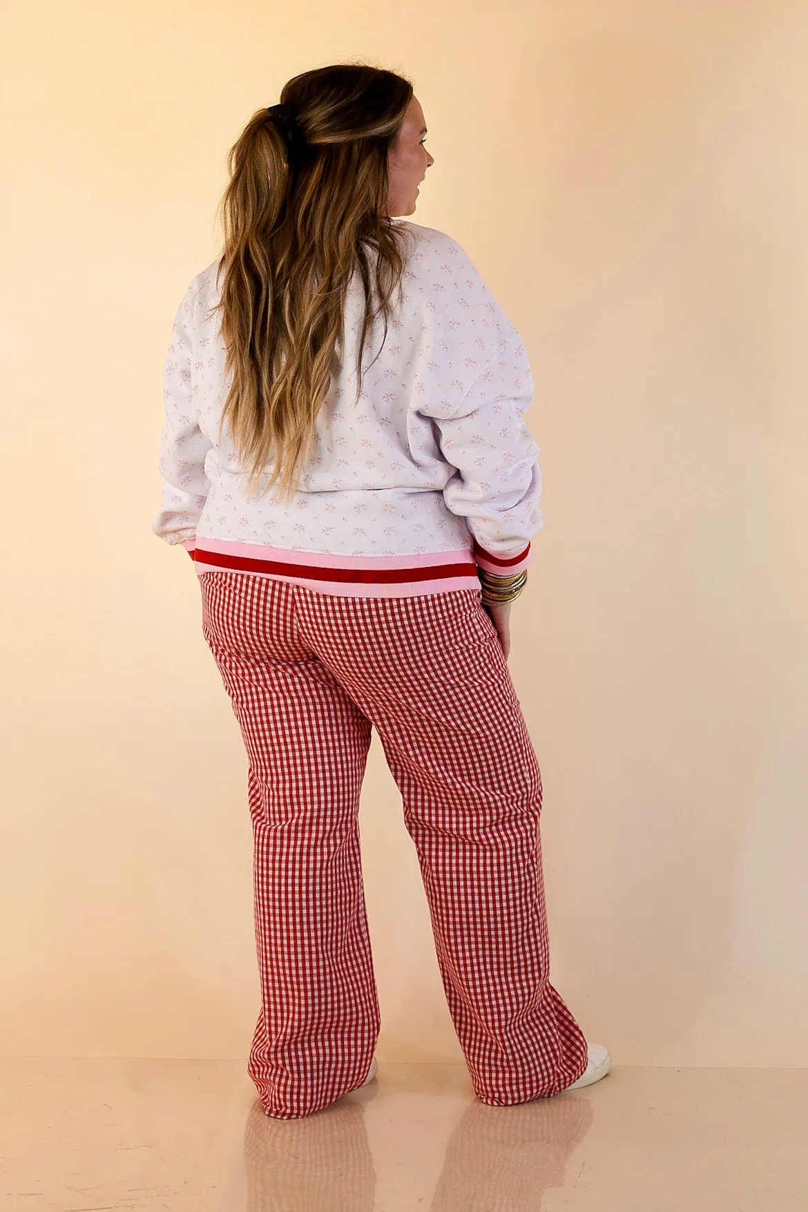 Simply Southern | Holiday Cheer Club Fa La La Floral Varsity Sweatshirt in Ivory FlexibleMobility