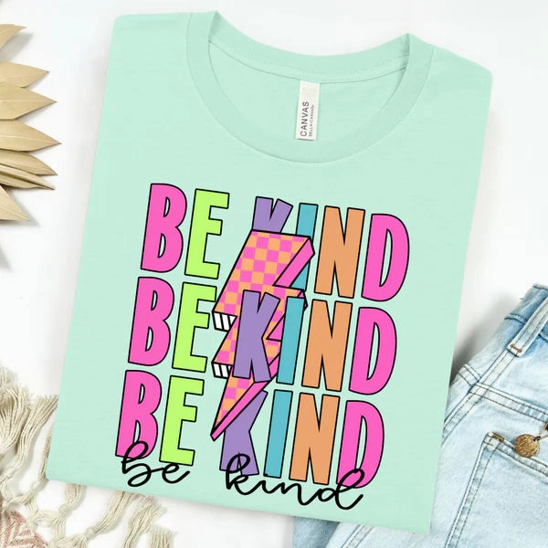 futuristic Urban Casual Look Online Exclusive | Be Kind Bolt Graphic on Short Sleeve Tee in Bella Mint