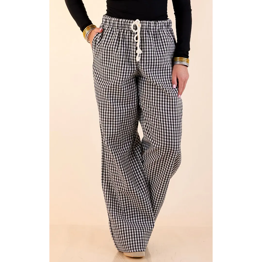 Comfortable Outerwear CompressionEnhanced Simply Southern | Naturally Cool Gingham Checkered Print Boxer Pants in Black
