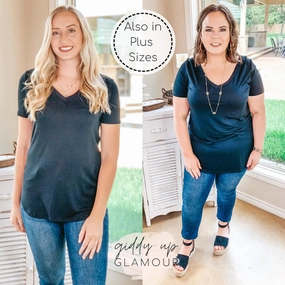 MoistureWicking Stretch Comfort Simply The Best V Neck Short Sleeve Tee Shirt in Black