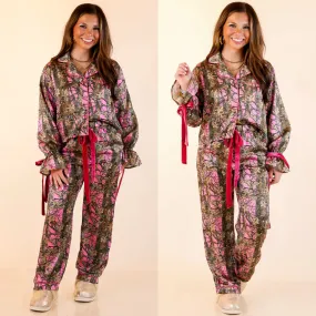 Simply Southern | Sweet Slumber Matching PJ Satin Set with Bow Detailing in Pink Camoflauge MachineWashable