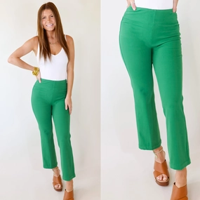 SoftenedEdges Story Glow Lyss?? | Denim Baby Bootcut Ankle Pants in Lily Pad Green