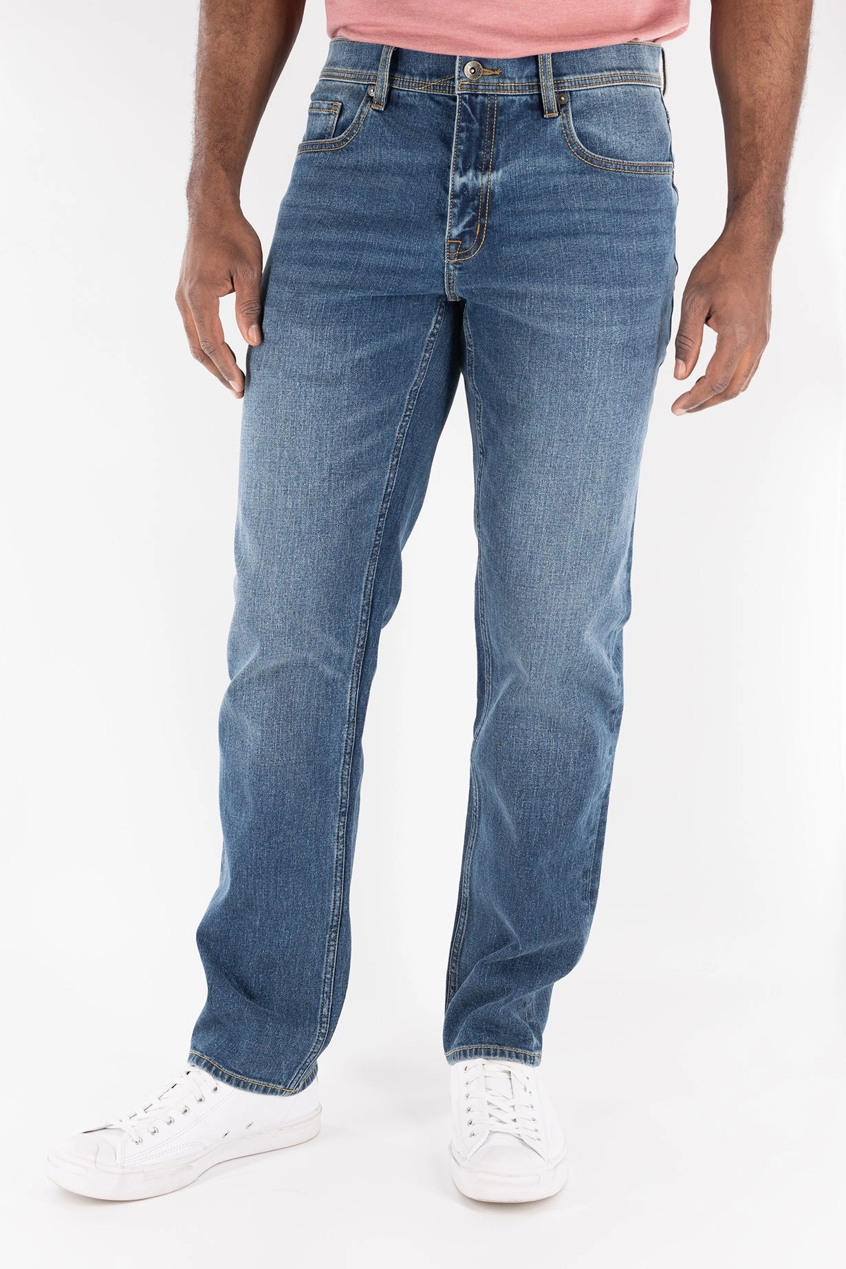 Lightweight insulation No Gap Waist Construction Slim Straight Jean - Ash