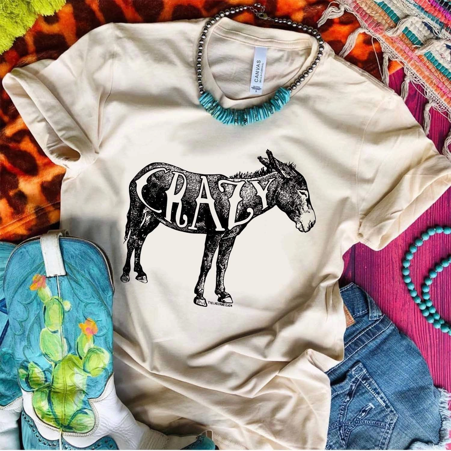 Online Exclusive | Crazy Short Sleeve Donkey Graphic Tee in Cream EasyCareMaterial FlexSeamTechnology