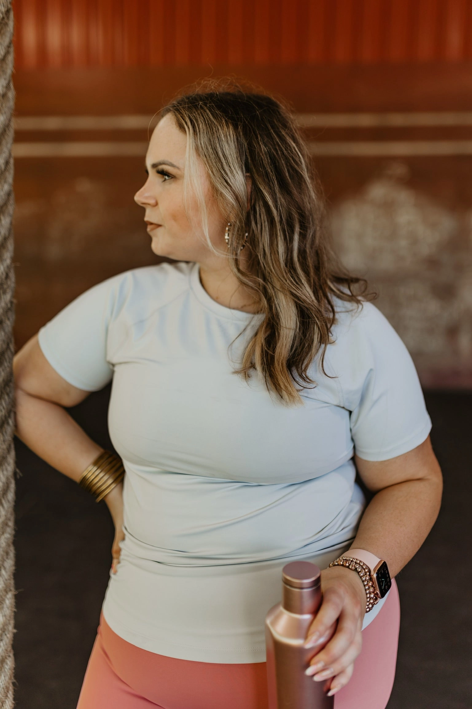 MultiFunctional Pockets Light Layer Breaking Records Fitted Short Sleeve Active Top in Light Grey