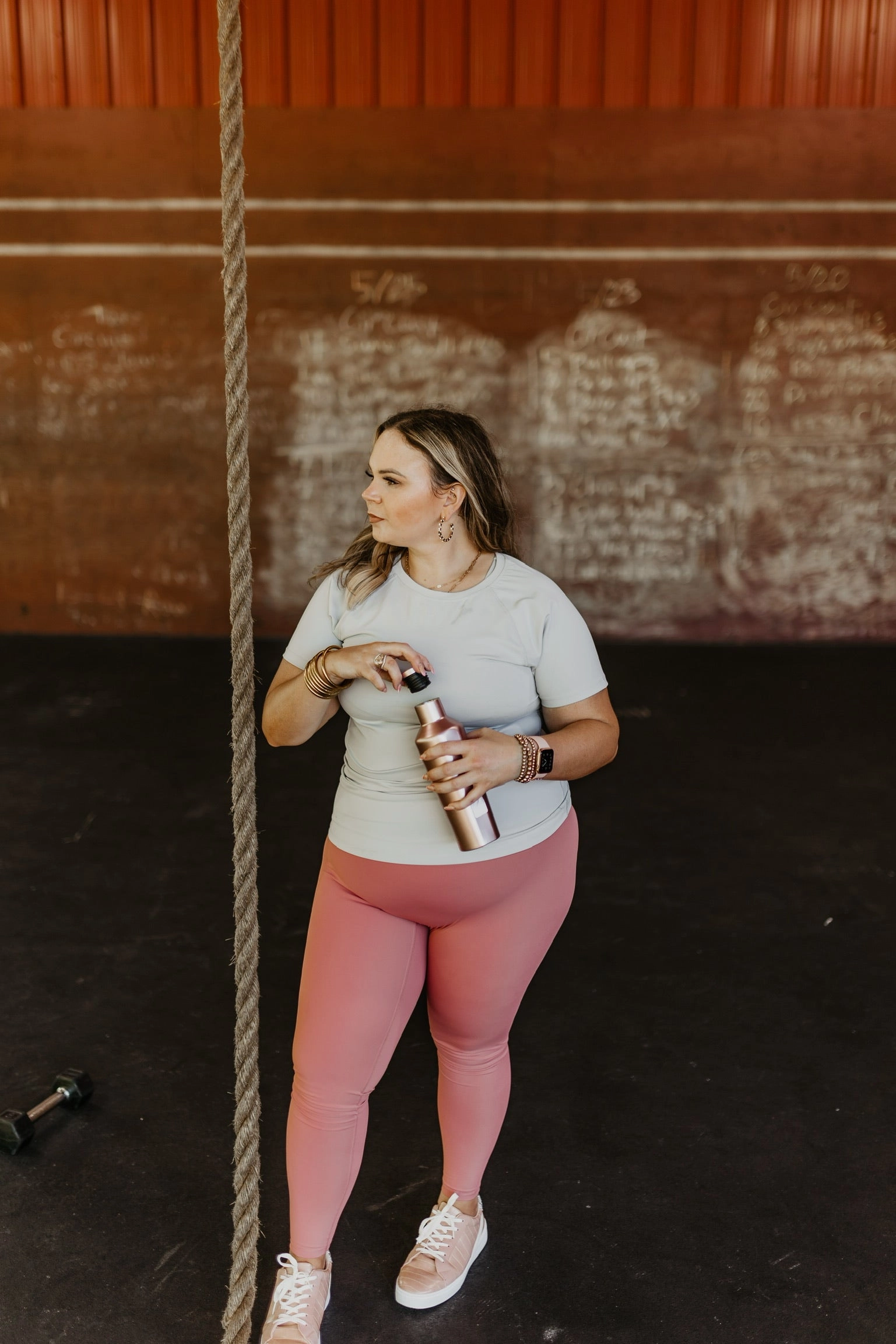 Free Shape Smart Skirt Breaking Records Fitted Short Sleeve Active Top in Light Grey