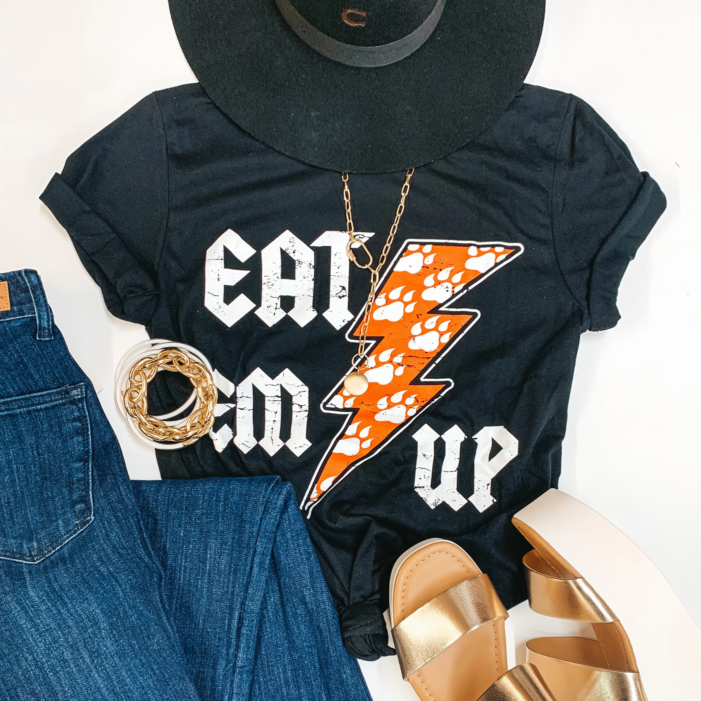 AntimicrobialCoating Bearkat Game Day | Eat 'Em Up Lightning Bolt Short Sleeve Graphic tee in Black