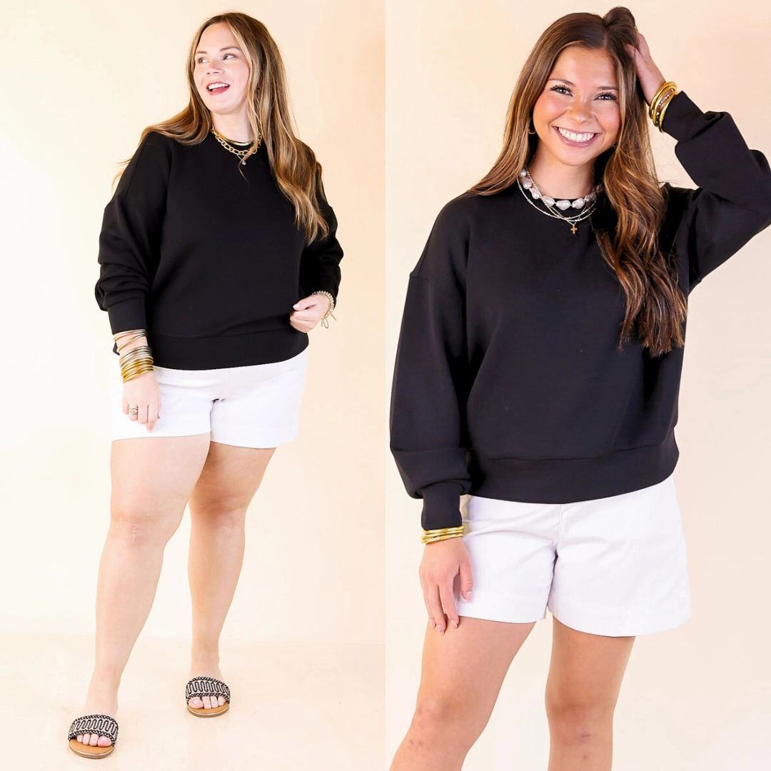 SPANX | AirEssentials Crew Neck Pullover in Black SweatAbsorbingTexture