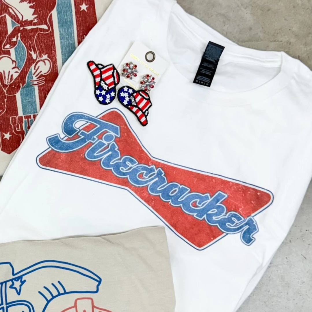 Online Exclusive | Firecracker Short Sleeve Graphic Tee in White Sustainable Textile
