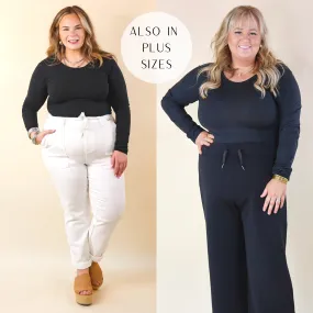 Double Stitched Seams SPANX | Suit Yourself Long Sleeve Scoop Neck Bodysuit in Black