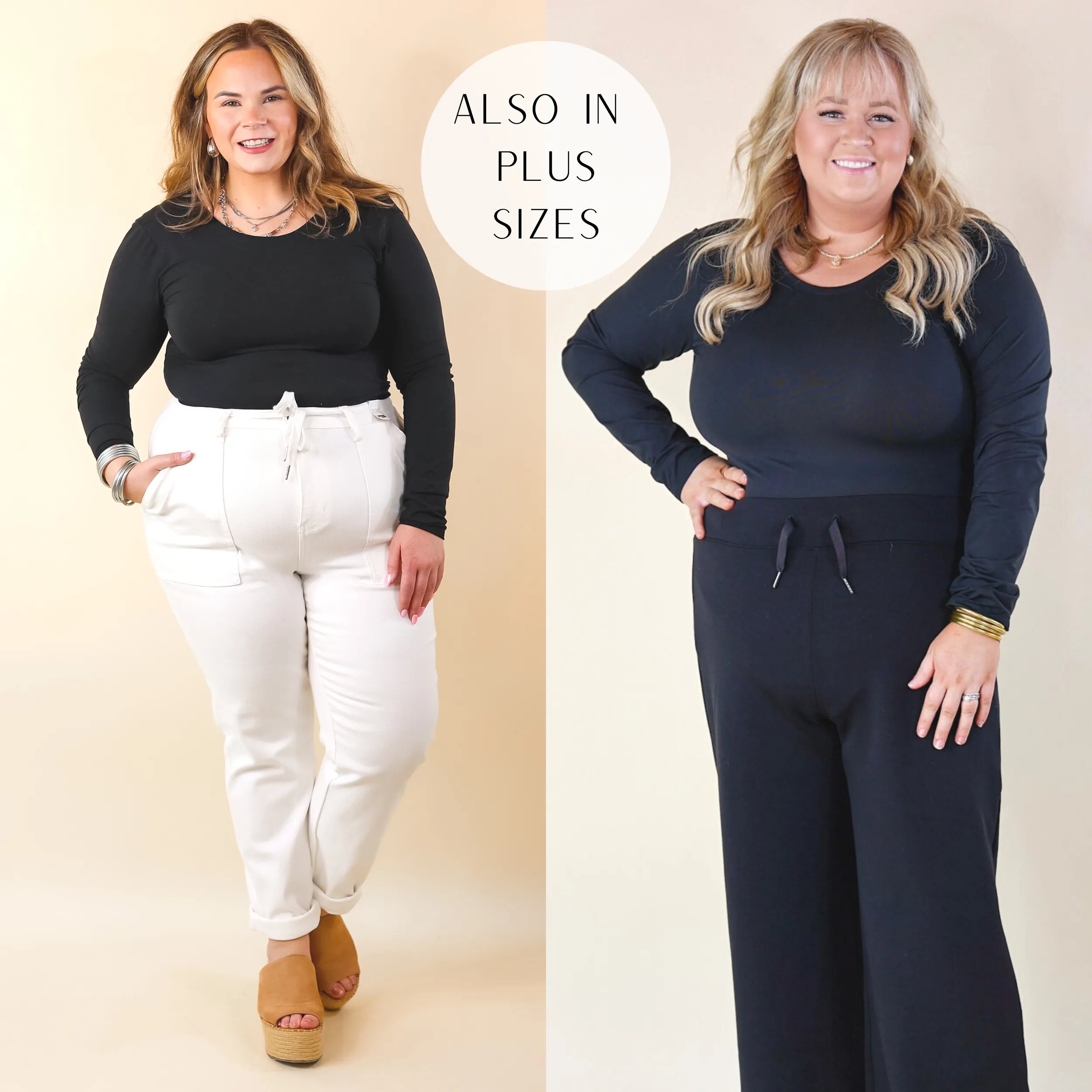 Double Stitched Seams SPANX | Suit Yourself Long Sleeve Scoop Neck Bodysuit in Black