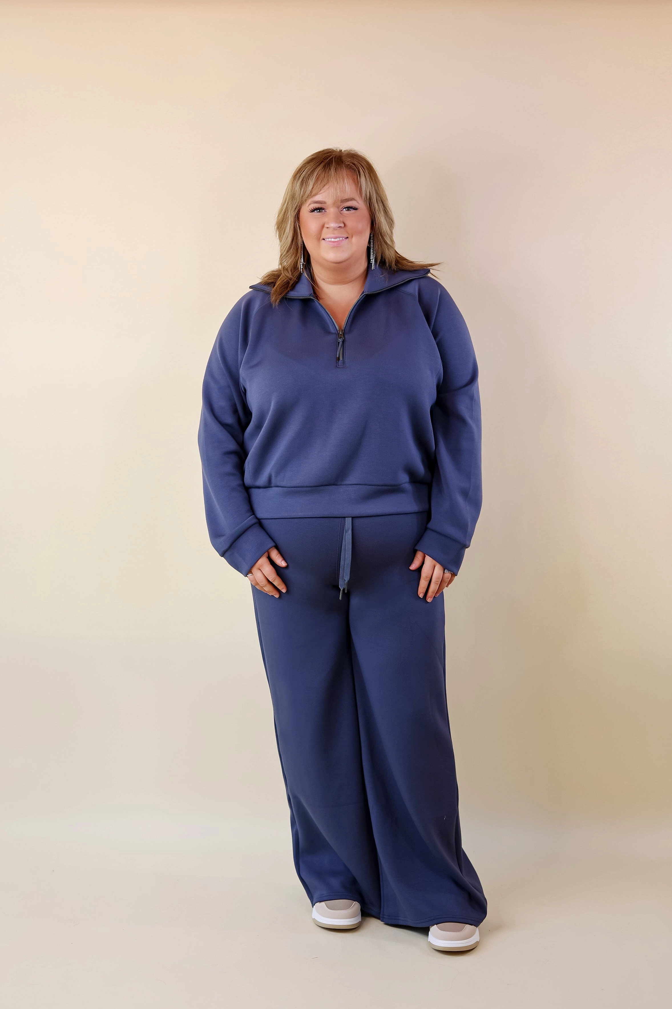 MoistureControl Lining SPANX | AirEssentials Half Zip in Dark Storm (Heather Navy)