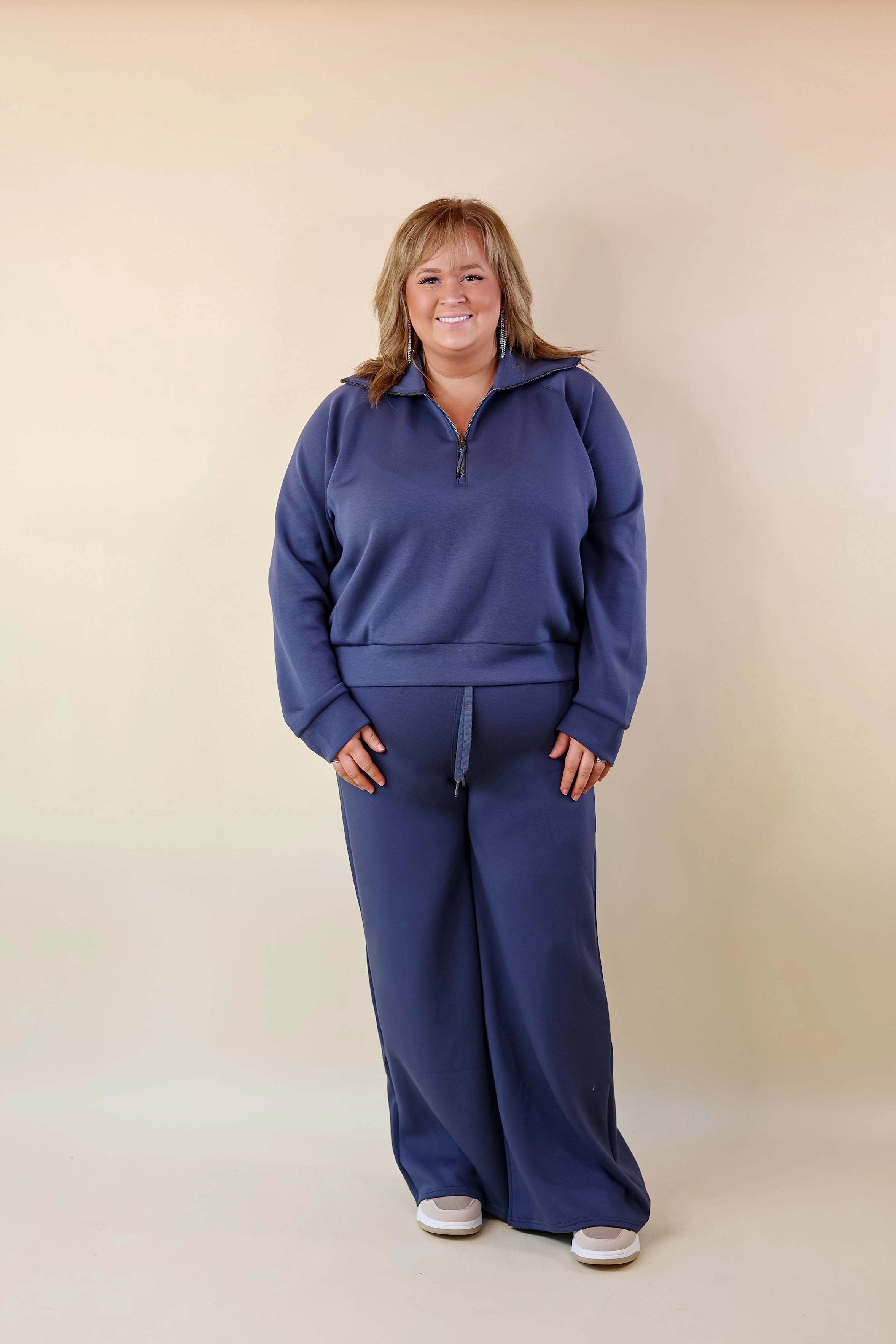 StaticFreeLining Pure Cotton SPANX | AirEssentials Half Zip in Dark Storm (Heather Navy)