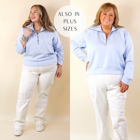 LowBulkFabric Night Charm SPANX | AirEssentials Half Zip in Oxford (Sky Blue)