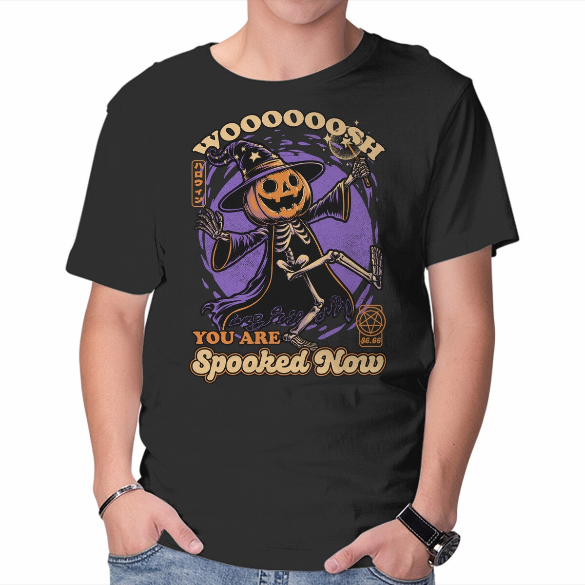 Spooky Pumpkin Wizard Wrinkle Free Fabric Wrinkle Resistant Material