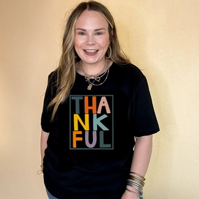 Online Exclusive | Thankful Color Block Letters Graphic Tee in Multiple Color Options men's clothing