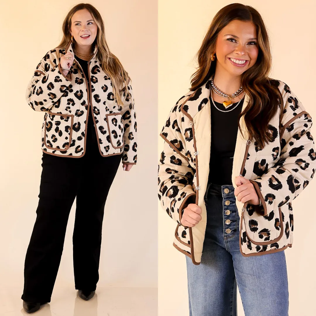 Snag Resistant Fabric Spotted in Style Quilted Leopard Print Jacket in Cream