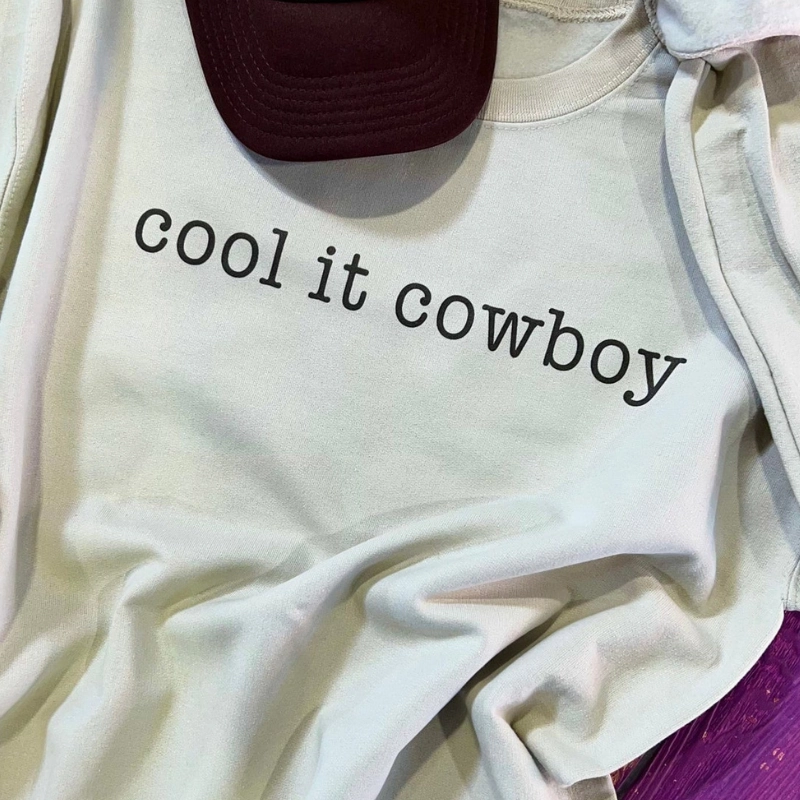 Flexible Weave Active Wearable Online Exclusive | Cool It Cowboy Long Sleeve Graphic Sweatshirt in Cream