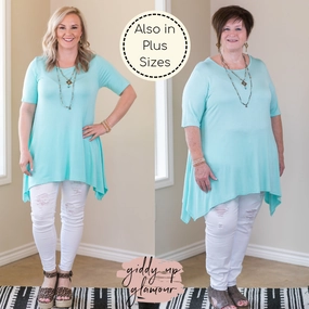 Whenever This Happens Solid Handkerchief Tunic Top in Mint Cozy Robe