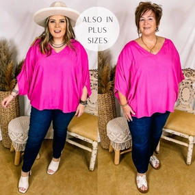Urban Pulse Tulle Soul Last Chance Size S/M | No Rules V Neck Poncho Top in Fuchsia Pink
