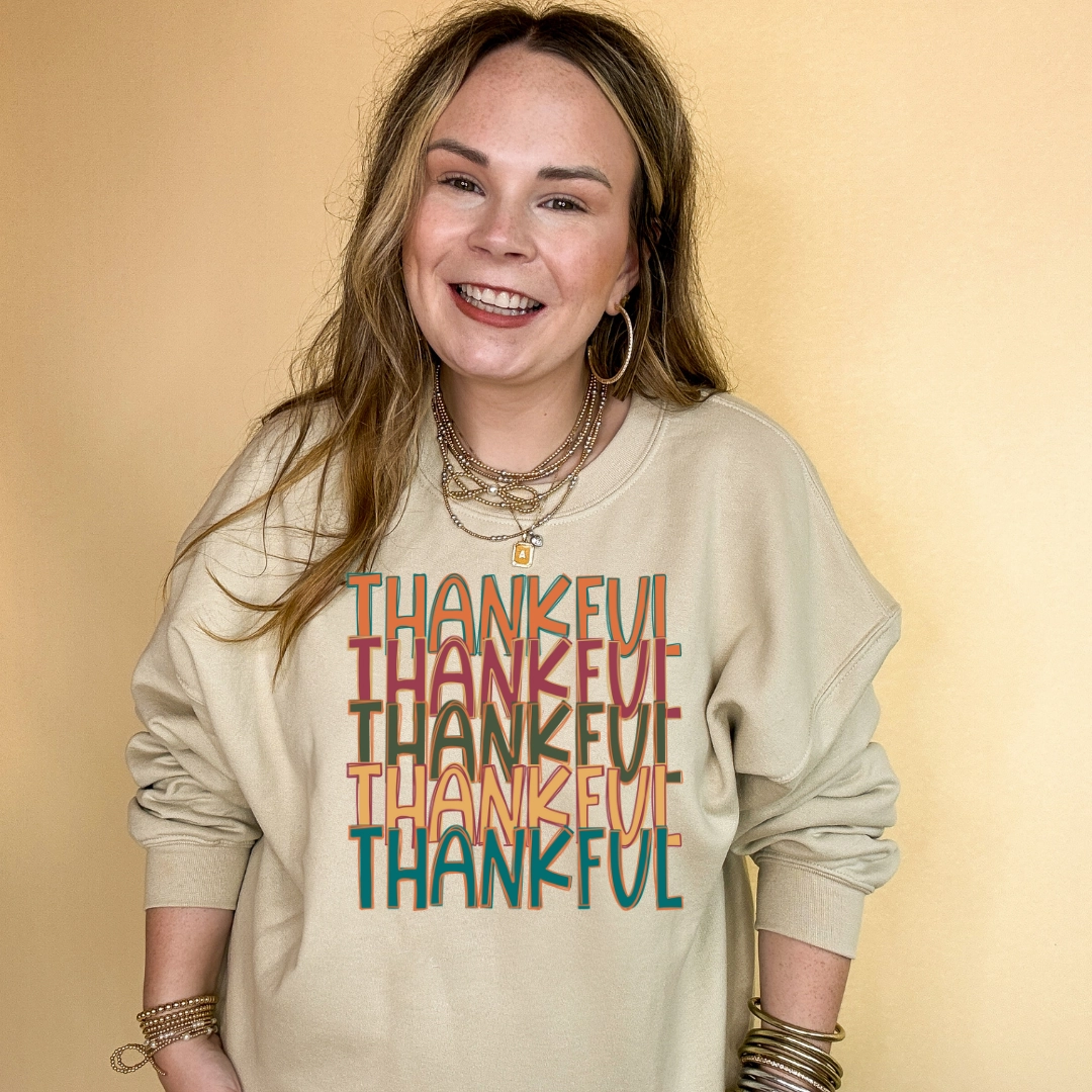 Online Exclusive | Thankful Thankful Thankful Graphic Sweatshirt in Multiple Color Options SoftTouchFinish Men's masculinity