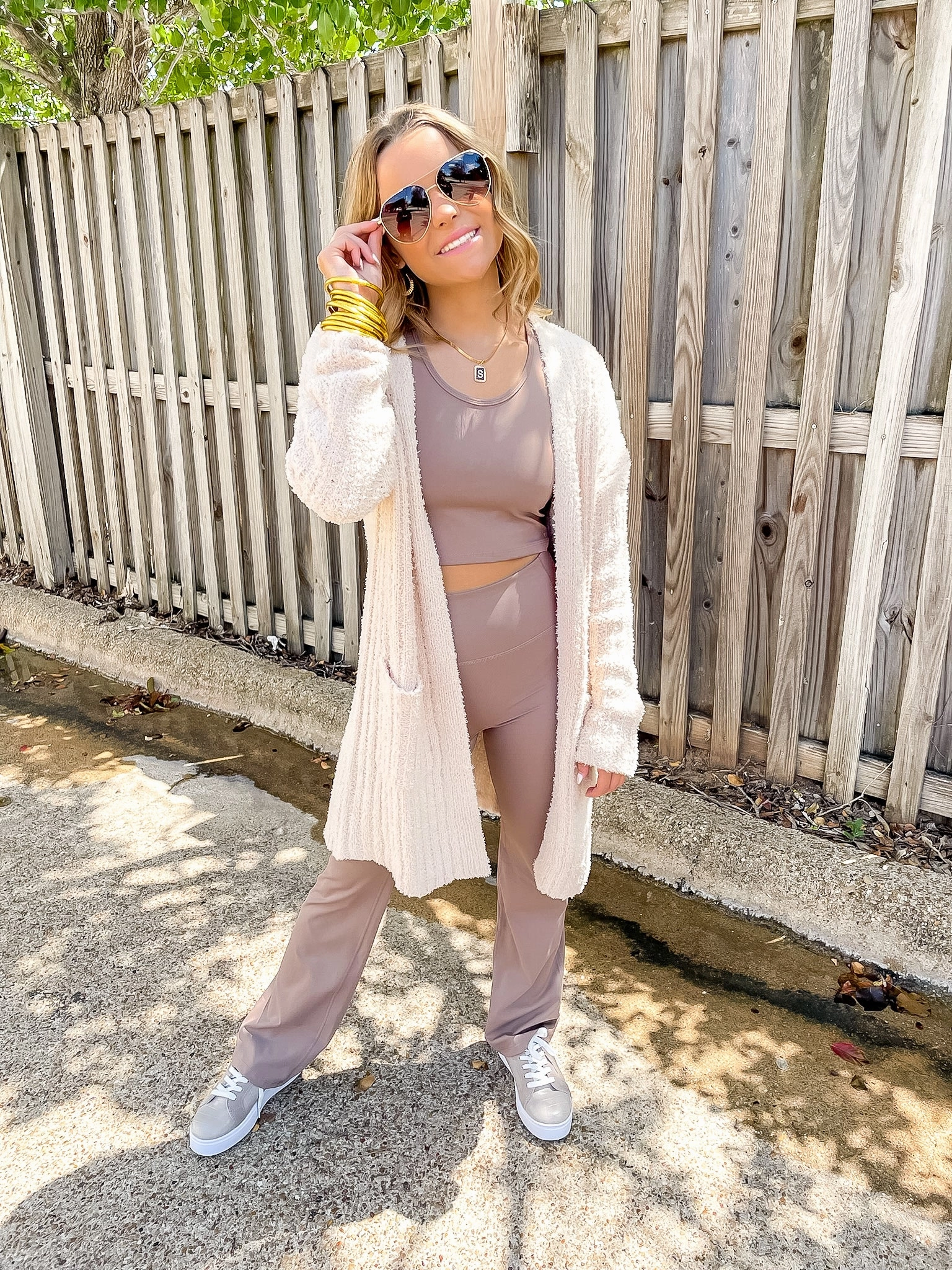 Cold Brew And Cuddles Long Sleeve Cardigan with Pockets in Ivory Heat Safe