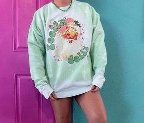 Online Exclusive | Feelin' Jolly Splatter Bleach Graphic Sweatshirt in Mint Stylish Blouse