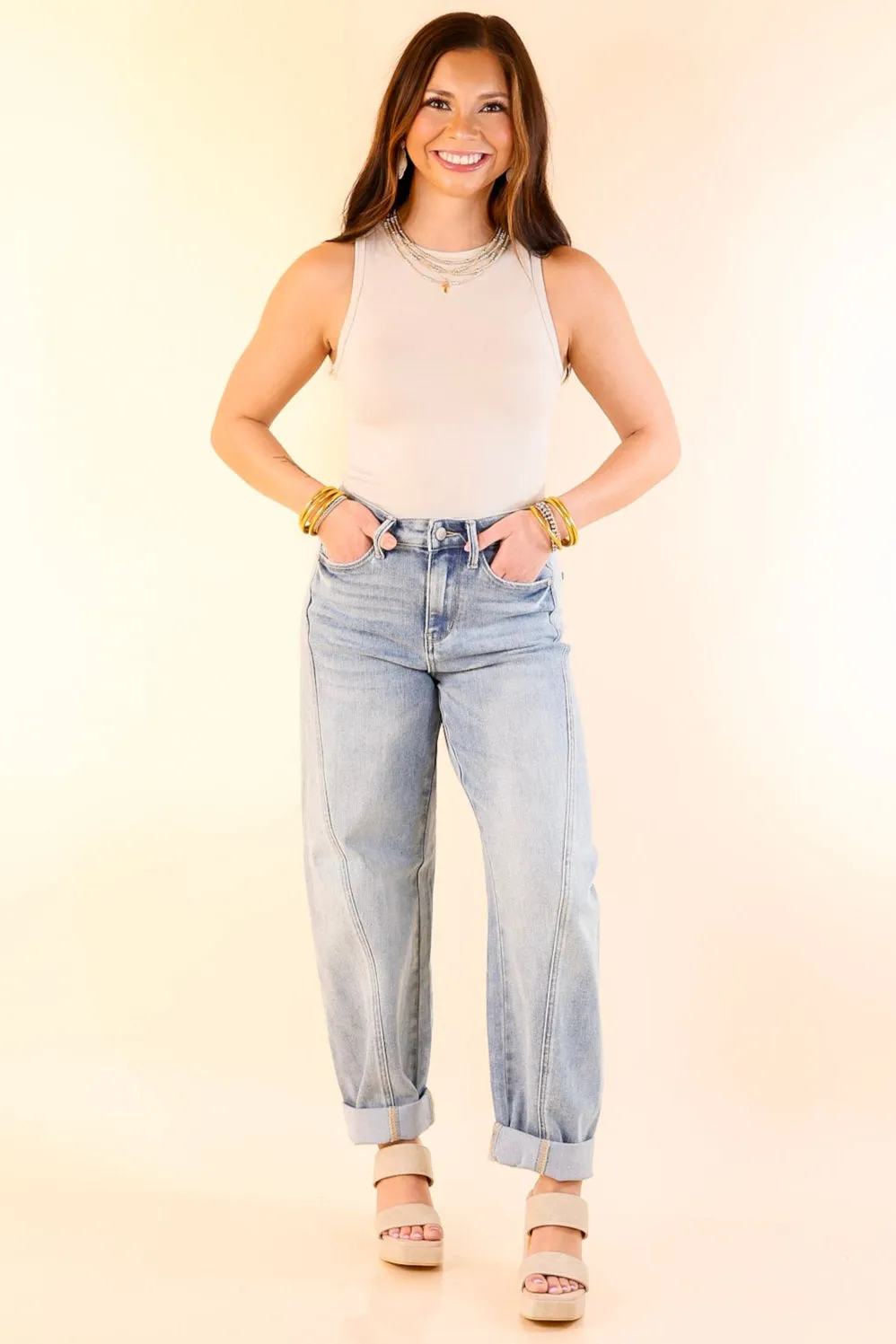 Sunshine State of Mind Tank Top Bodysuit in Beige DoubleStitchedSeams WrinkleResistantFinish