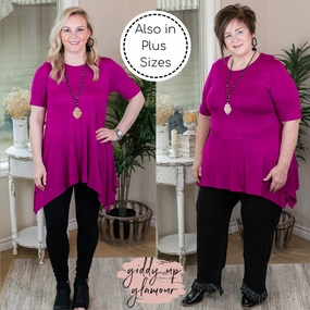 Metro Mode Reflective details Whenever This Happens Solid Handkerchief Tunic Top in Magenta