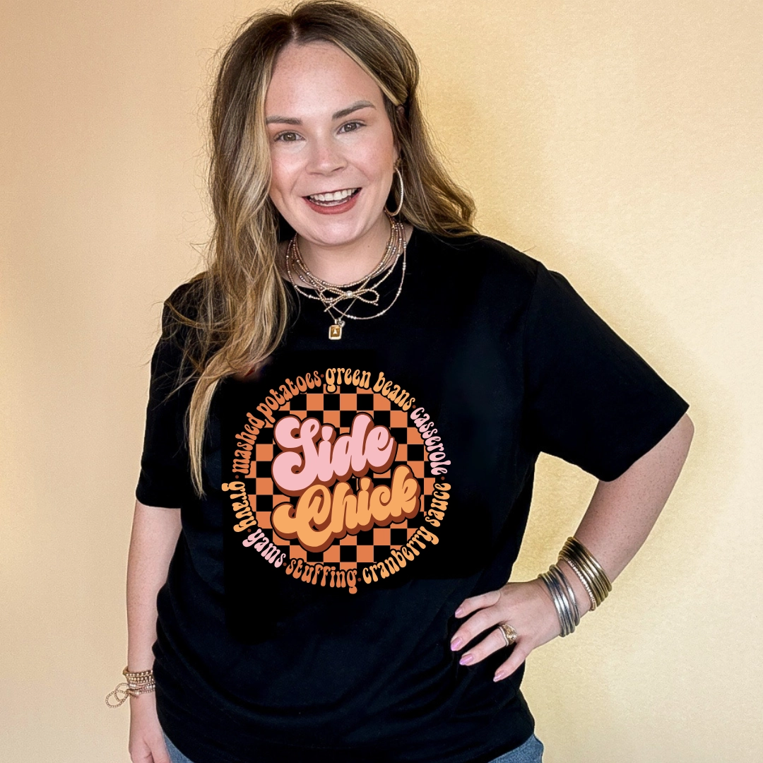 Online Exclusive | Side Chick Thanksgiving Foods Graphic Tee in Multiple Color Options petite size