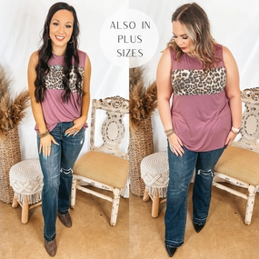One Step Ahead Tank Top with Leopard Print Bust in Mauve Rugged shoes