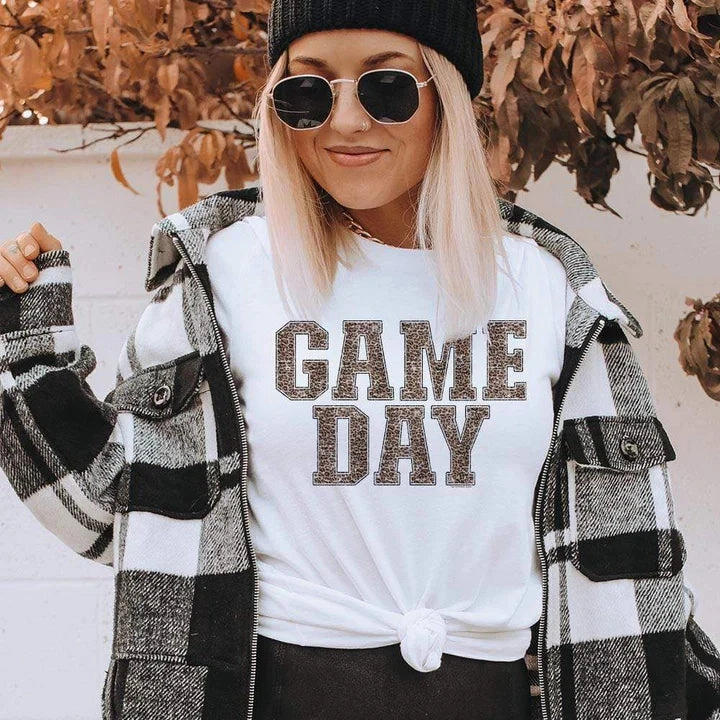 Online Exclusive | Leopard Print Gameday Graphic Tee in White AntiStaticMaterial