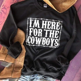 DoubleLayered Structure Outdoor Activity Online Exclusive | I'm Here for the Cowboys Long Sleeve Graphic Sweatshirt in Black