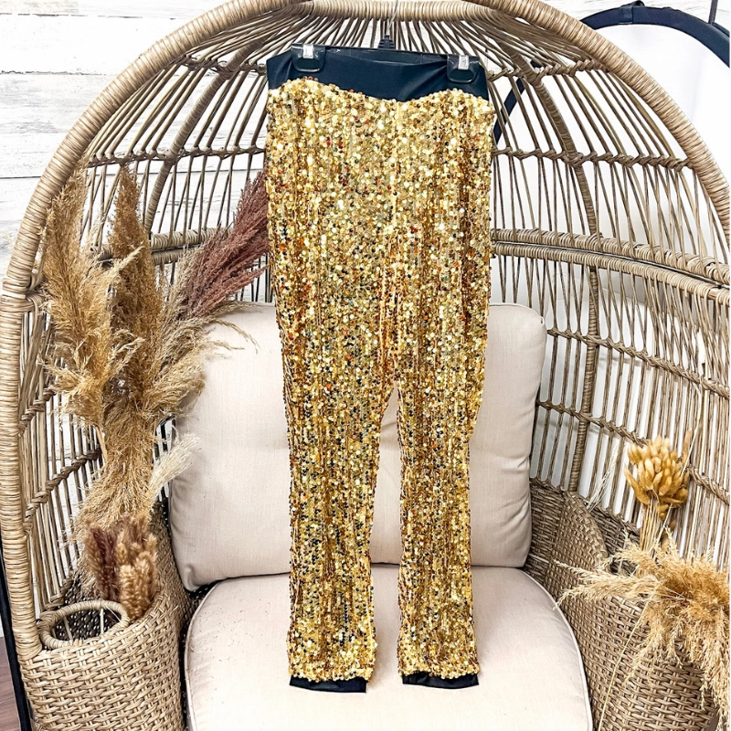 WindResistantWeave Classic Mode Last Chance Size Small & Medium | Sequin Joggers in Gold