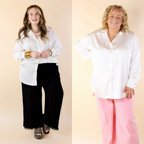 Tell Me Something Good Long Sleeve Button Up Top in Off White Versatile Layer