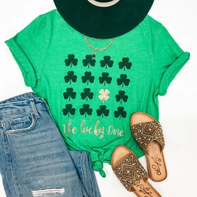 The Lucky Ones Clover Short Sleeve Tee Shirt in Green UVProtective Coating