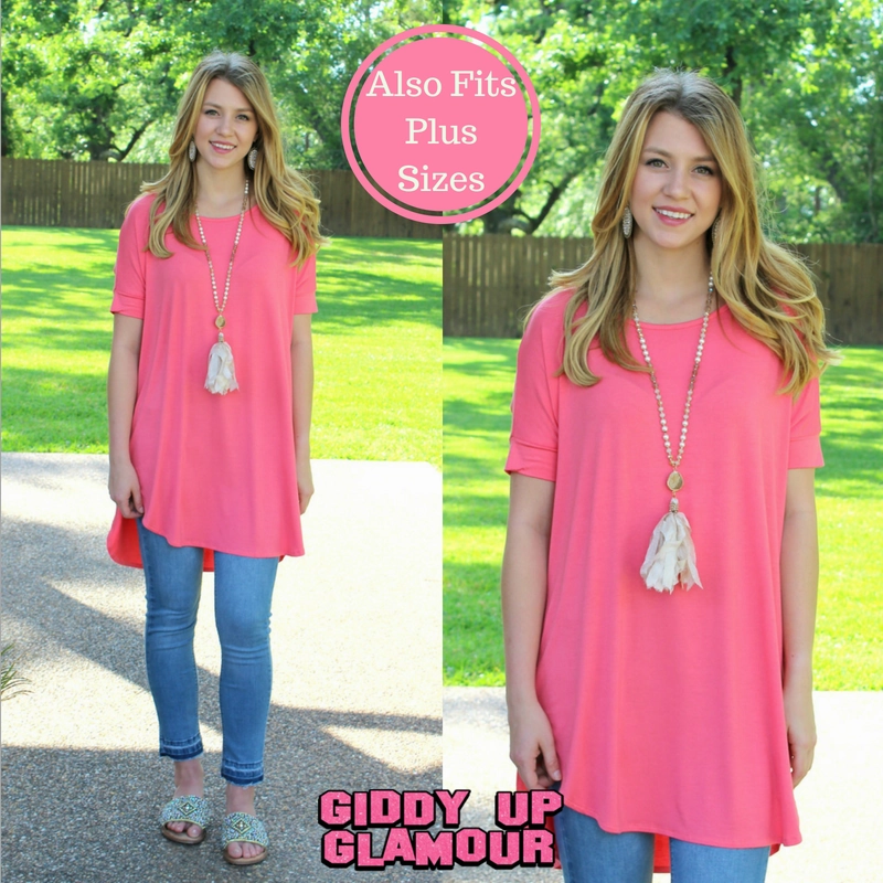 Everyday Look Tough Core The Only Truth Short Sleeve Piko Tunic in Coral